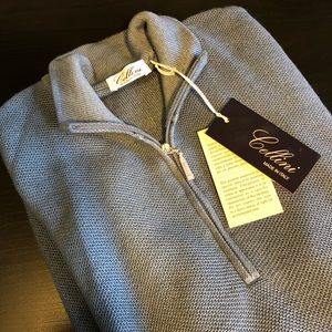 Cellini Italian Blue 1/2 Zip wool Sweater 52